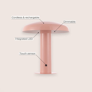 Suillius 11" Contemporary Bohemian Rechargeable/Cordless Iron Integrated LED Mushroom Table Lamp